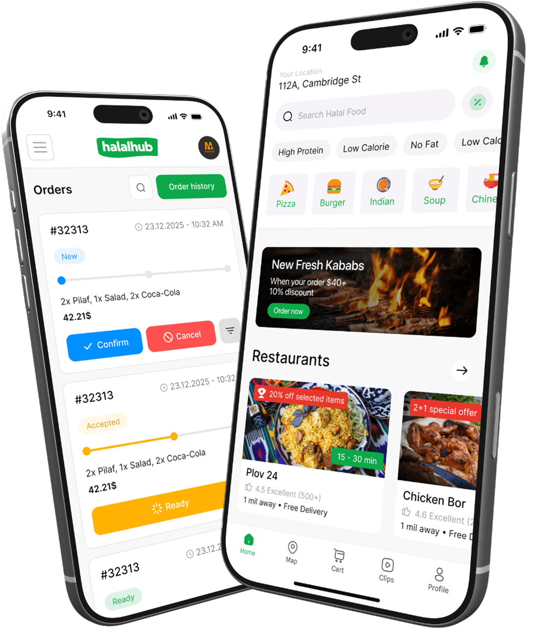 Halal HUB mobile app screens